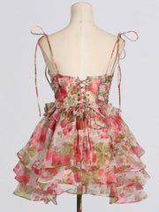 Lunivop Fashion Printed Dress Women's Sleeveless Bow Lace Up Waist Retraction A Line Dresses 2025 Summer New Tide