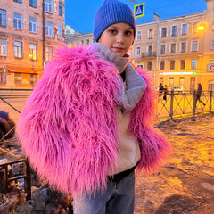 Lunivop Fur Coats Women Autumn Winter Top Fashion Pink Faux Fur Coat Elegant Thick Warm Faux Fur Jackets for Women
