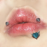 Lunivop 1pc Love Heart Lip Stud Blue Cat's Eye Stone Ins Fashion Stainless Steel Labret Piercing Ear Bone Accessories Jewelry New Gifts