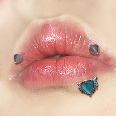 Lunivop 1pc Love Heart Lip Stud Blue Cat's Eye Stone Ins Fashion Stainless Steel Labret Piercing Ear Bone Accessories Jewelry New Gifts