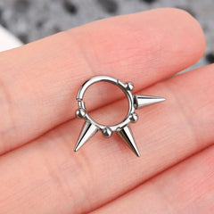 Lunivop 1PC Surgical Steel Nose Piercing Triple Spikes Septum Clicker Helix Ear Piercings Ear Tragus Cartilage Conch Daith Rook Piercing
