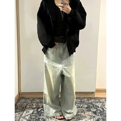 Lunivop Y2K Style Blue Women Jeans 2024 Vintage Fashion High Waisted Streetwear Wide Leg Jean Female Trouser Hip Hop Baggy Denim Pants