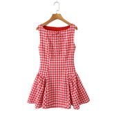 Lunivop Casual Summer Dresses Women O Neck Sleeveless A-line Mini Plaid Dress