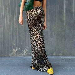 Lunivop Leopard Maxi Skirt for Women Fashion Vintage Zipper High Waist Slim Skirts Autumn Winter Casual Chic Beach Holiday Skirt 2024