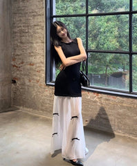 Lunivop Sleeveless Dresses Women Bow Patchwork O Neck Vintage Mesh Summer Fashion Elegant Dress Party Female Casual Chic