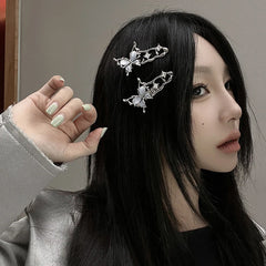 Lunivop Y2K Irregular Liquid Metal Hairpin Butterfly Zircon Hair Clips Girl Fashion Silver Bang Clip For Women Hair Accessories