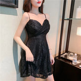 Lunivop Summer Lace Black Dress Slim Fit Elegant Spaghetti Strap Dress