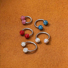 Lunivop 3pcs C-Shaped Horseshoe Double Ball Studded With Cubic Zirconia Earrings Surgical Steel Cartilage Earrings Nose Ring Lip Ring