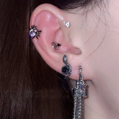 Lunivop Black Cool Spider Snake Cross Cartilage Stud Earrings for Women Girls Punk Gothic Stainless Steel Helix Ear Piercing Earrings