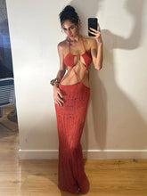 Lunivop Hollow Out Knit Halter Backless Maxi Dress Crochet Beach Vacation Dresses For Women Summer Women's Outfits