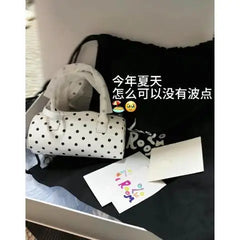 Lunivop Harajuku Wave Point White Y2k Hand Bag Women Retro Versatile Handle Messenger Bag Ladies Retro Cylinder Crossbody Bags