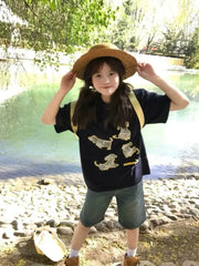 Lunivop Women T Shirts Cartoon Dog Vintage Short Sleeve Loose Fashion O Neck Y2k Tops Female Casual Tshirt Sweet Funny Chic