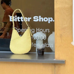 Lunivop Harajuku Yellow Straw Bag Purse Women Hot Girls Weaving Chic Casual Shoulder Bags Ladies Holiday Beach Bag Handbag New