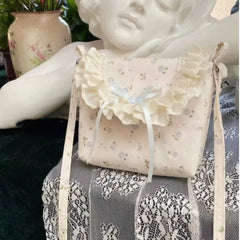 Lunivop Sweet Floral Canvas Messenger Bag Women Harajuku Aesthetic Bow Casual Crossbody Bags Female Fairycore Lace Y2k Bags Chic