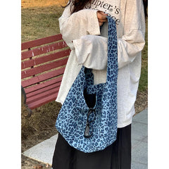 Lunivop Women Versatile Shoulder Large Capacity Underarm Bags Korean Ins Sweet Cool Leopard Canvas Bag New