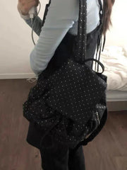 Lunivop New Polka Dot Large Capaci Commuter Bapa Dstring Trend Korean Sle Nylon Material round Box ape Casual Scene