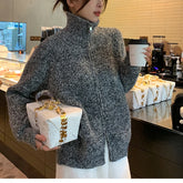 Lunivop Women Zip Up Sweater High Neck Zipper Front Knit Cardigan Sweater Jacket Ladies Autumn Winter Korean Fashion Outfit