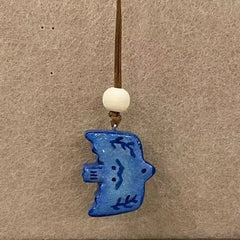 Lunivop Vintage ceramic blue bird pendant necklace with leather rope and anti allergic jewelry
