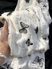 Lunivop Bufferfly Diamond Casual Pants Women Vintage Hole High Waist Wide Leg Trousers Korean Loose Fashion Design Lady Sweet Pants