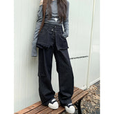 Lunivop Women Black Gothic Jeans Baggy Harajuku Denim Trousers Y2k Jean Pants Aesthetic Vintage Japanese 2000s Style Trashy Clothes 2024