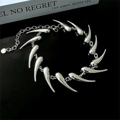 Lunivop Punk Hip Hop Silver Color Rivet Chain Choker Necklace for Men Women Exaggerated Metal Water Drop Thorn Short Necklaces Jewelry