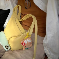 Lunivop Sweet Cute Yellow Tote Bag Women Pebbled Leather Large Capacity Shoulder Bag Ladies Fashion Vibrant Commuter Crossbody Bags