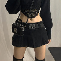 Lunivop Vintage Denim Skirt Women's Skirt Mini skirts Low Rise Black Pocket A-Line Cute Sexy Skirt Harajuku Have Leggings saia jeans