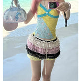 Lunivop Y2k Vintage Mini Skirt Women Japanese Style 2000s Harajuku Polka Dot Layered Short Skirt Kawaii Fashion Ruffles Skirts