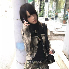 Lunivop Gothic Vintage Y2k T-shirt Women Japanese Harajuku Print Grunge Top 2000s Patchwork Punk Long Sleeve T-Shirt Aesthetics