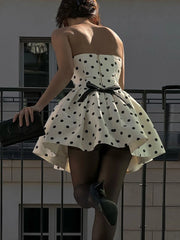 Lunivop Sexy Strapless Print Polka Dots Women Dress Apricot Backless A-line Dress Femme Spring Slim Casual Party Streetwear