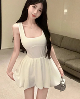 Lunivop Woman Dress Fashion Sexy Square Collar Sleeveless Slim Summer New Bud Mini Dresses Party Female Clubwear Elegant
