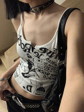 Lunivop Y2K E-Girl Punk Print Sleeveless Ribbed Knit Tank Top For Women 2000s Crop Top Summer Fairy Grunge 90s Hippie Tee ropa de mujer