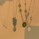 Lunivop New Chinese Style Stone Buckle Necklace New Female Minority Design Sense Clavicle Chain Neck Chain Aesthetic Jewelry