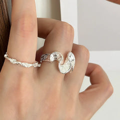 Lunivop New Fashion Silver Irregular Waves Rings for Women Personality Delicate INS Open Adjustable Rings Party Jewelry Gift