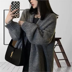 Lunivop Oversized Open Front Knit Cardigan for Women Comfy Sweater Coat Female Open-front Duster Cardi Casual Chic Autumn Winter Outfit