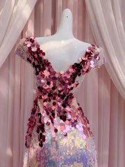 Lunivop Color Block Mesh Sequin Design Long Dresses For Women V Neck Short Sleeve Elegant Dress Female Summer 2025 New