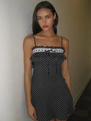 Lunivop Print Polka Dot Lace Up Women Dress Patchwork Spaghetti Strap Lace Dress Female Summer Skinny Vacation Party Club Dress