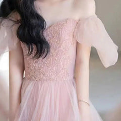 Lunivop Elegant Pink Evening Dress for Women Off The Shoulder Wedding Party Dresses Sweat Princess Formal Dress Vestidos De Fiesta