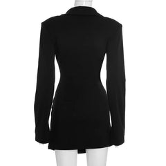 Lunivop Sexy Women Elegant Blazer Mini Dress Single Breasted Notched Deep V Neck Full Sleeve Ruched Bodycon Party Outfits Office Lady