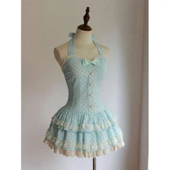 Lunivop Japanese Gothic Style Striped Bow Lolita Dress Women Lace Slim Bandage Shirt Dresses Y2k Aesthetics Party Mini Dresses Design