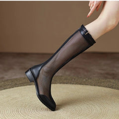 Lunivop Zapatos mujer Long Boots Mesh Breathable Summer Shoes Women Retro Sexy Hollow Botas New Trend Outdoor Dress Ladies
