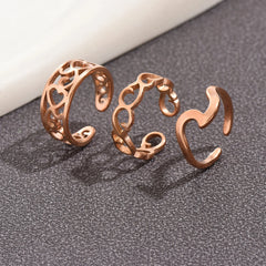 Lunivop 3PC Filled Toe Rings Set for Women 14K Gold Plating Adjustable Simple Stainless Steel Spray Eagle Ring Summer Beach Jewelry