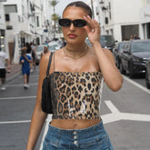 Lunivop Leopard Print Sequined High Waist Crop Top Camis Sexy Y2K Steretwear Casual Clothes 2024 New Fashion Party Outfit