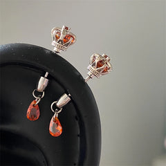 Lunivop Red Zircon Crown 316L Stainless Steel Spiral Ear Bone Nail New Fashion Y2K Earrings for Women Ear Piercing Cochlea Jewelry