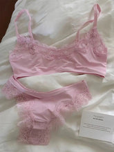 Lunivop Pink Lace Bra Set Woman Adjusted-strap Seamless Bras+Low Waist Panties Female Casual Simple Solid High Elasticity Lingerie Sets