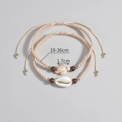 Lunivop 2pcs/set Fashion Boho Turquoise Sea Turtle Shell Woven Adjustable Anklet for Women Niche Design Beach Vacation Jewelry Gifts