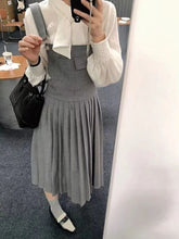 Lunivop Preppy Style Strap Dress Women Korean Fashion Grey Vintage Pleated Dresses Femal Harajuku Retro Classic Basic Dresses