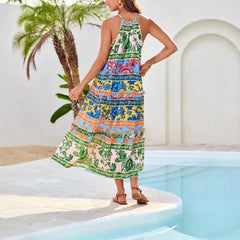 Lunivop Asian Print Dr High Waist Svel round Neline Casual Home Wear Polyester Fabric No Brand Registered Trademark