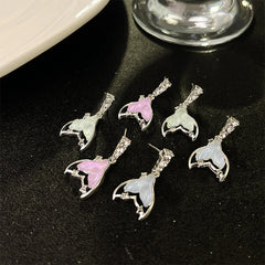 Lunivop Korean Trendy Cute Bling Zircon Fishtail Earrings for Women Exquisite Silver Needle Studs Sweet Elegant Party Jewelry Gifts