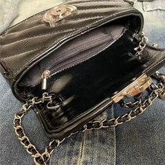 Lunivop Vintage Black Square Bag Purse Women High Street Pu Leather Chain Chic Messenger Bag Female Retro Handbag Crossbody Bags